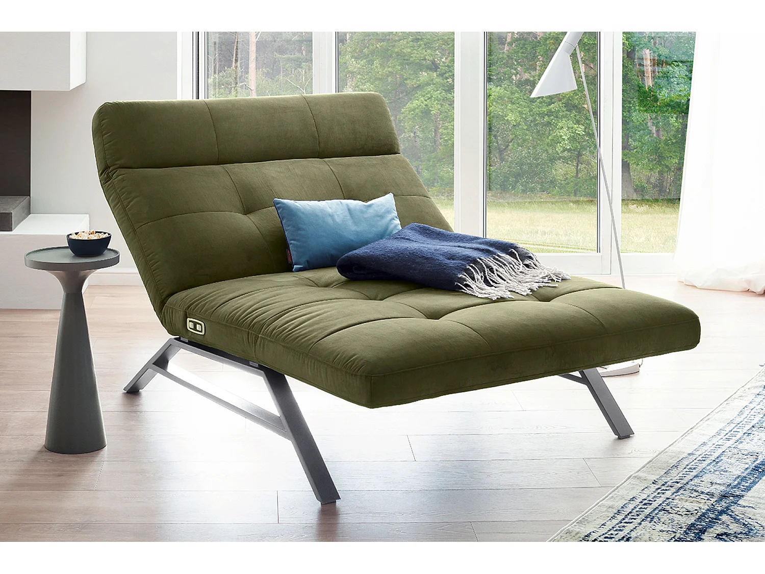 Chaise longue - vert foncé Velours - AMERIVA