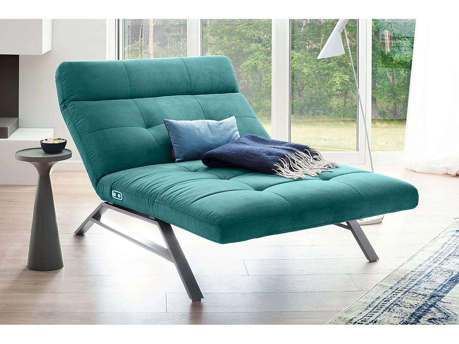 Chaise longue - vert émeraude Velours - AMERIVA