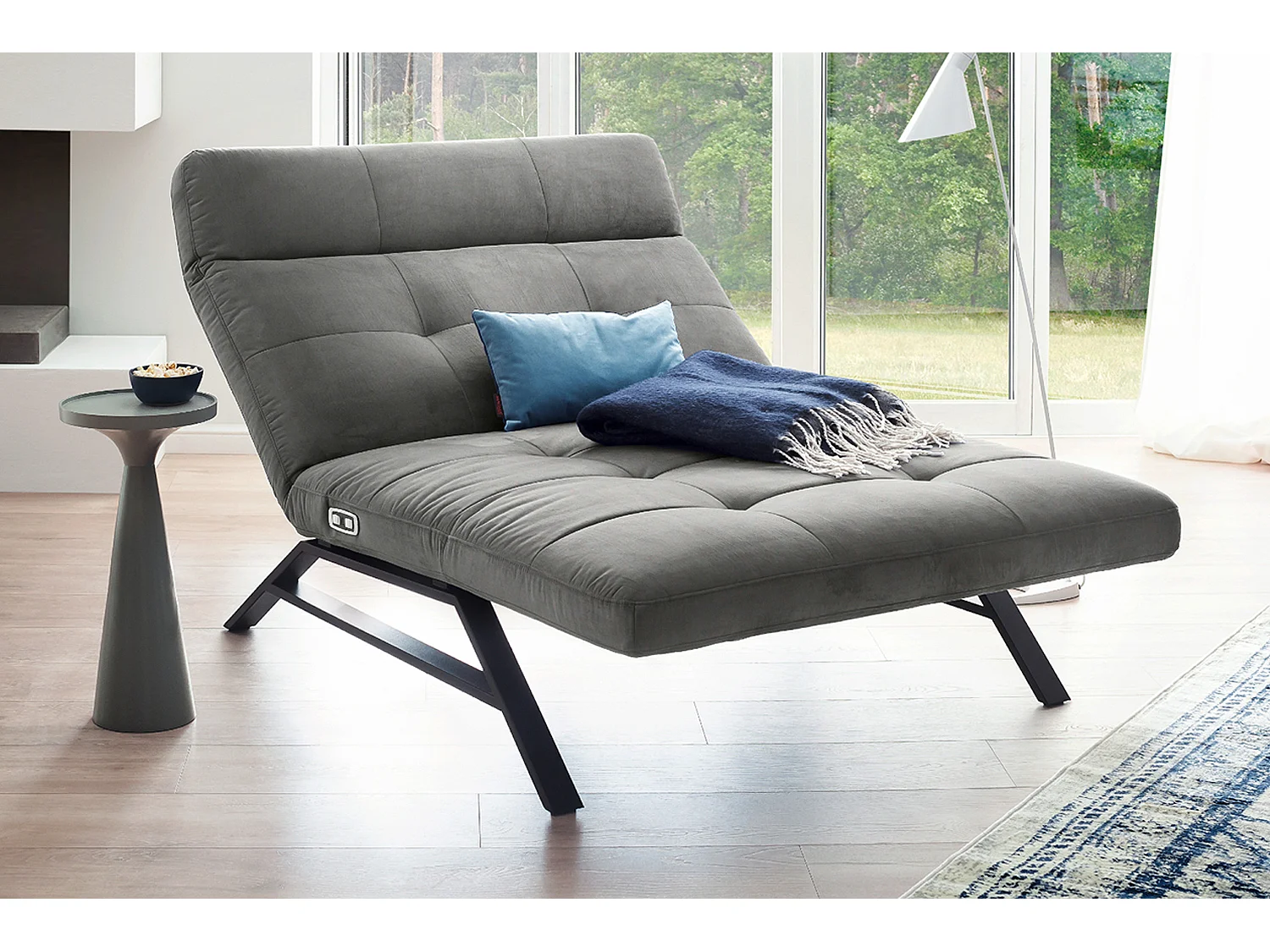 Chaise longue - argento velluto - AMERIVA