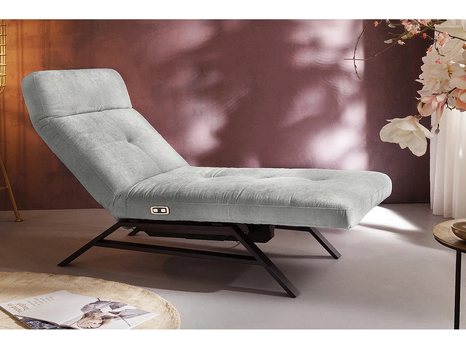 Relaxligstoel - Zilver Fluweel - AMERIVA