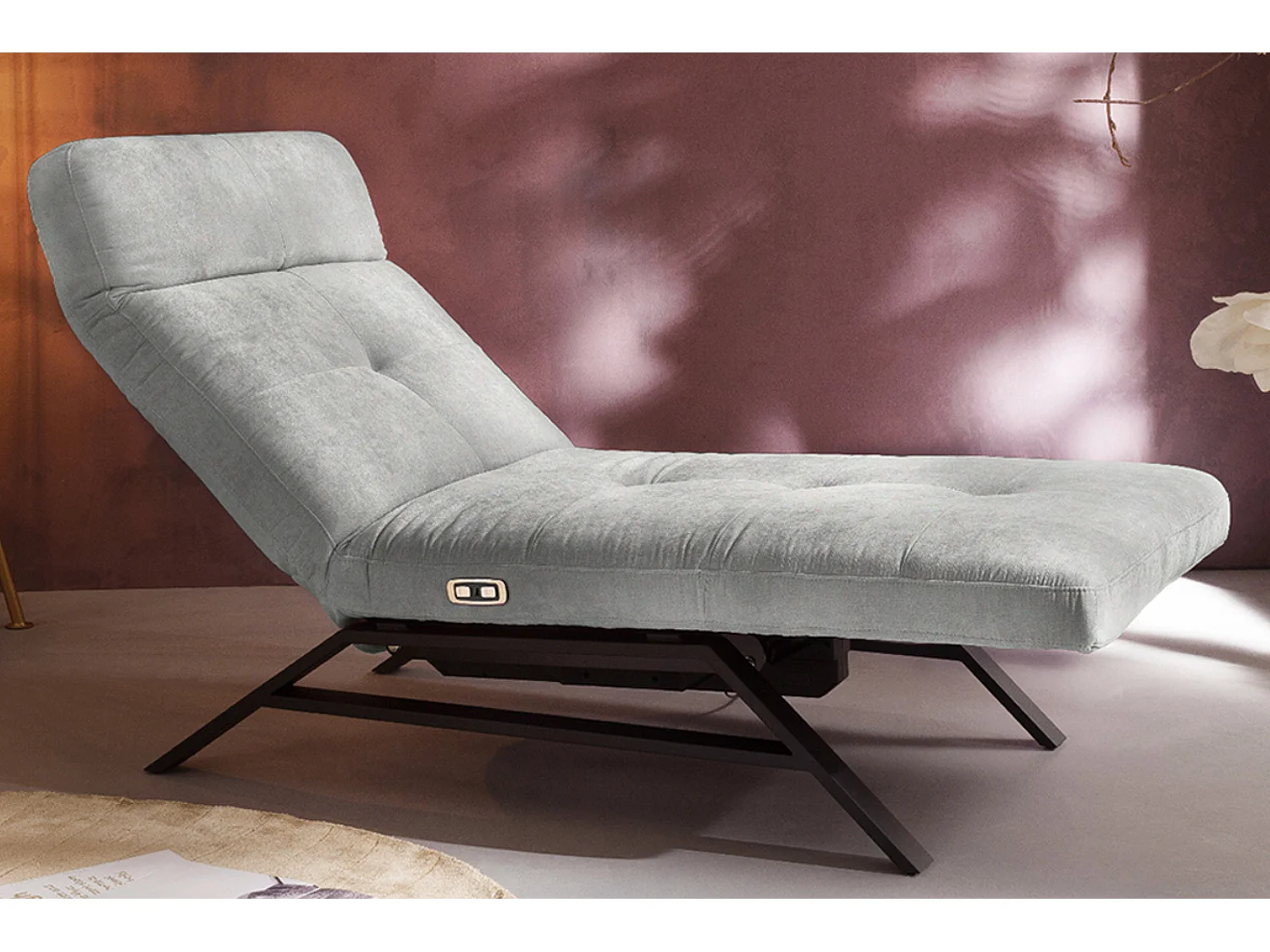 Relaxligstoel - Zilver Fluweel - AMERIVA