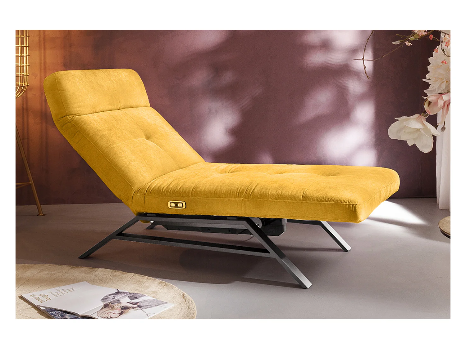 Chaise - jaune Velours - AMERIVA