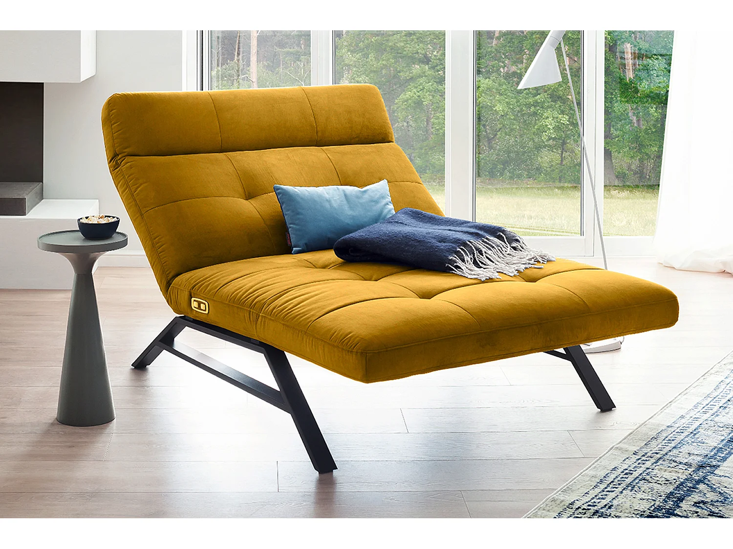 Chaise longue - jaune Velours - AMERIVA