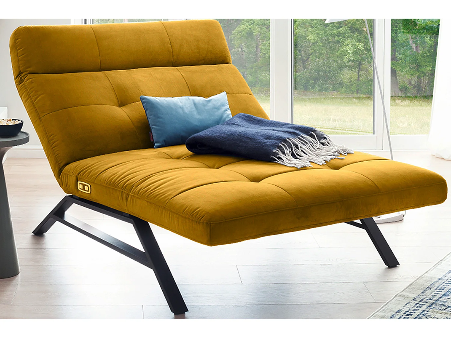 Chaise longue - jaune Velours - AMERIVA