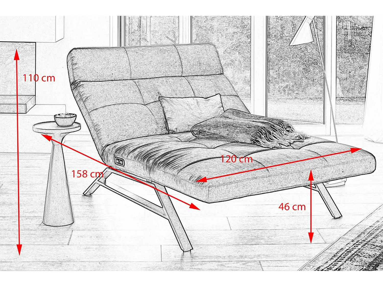 Chaise longue - Violetta velluto - AMERIVA