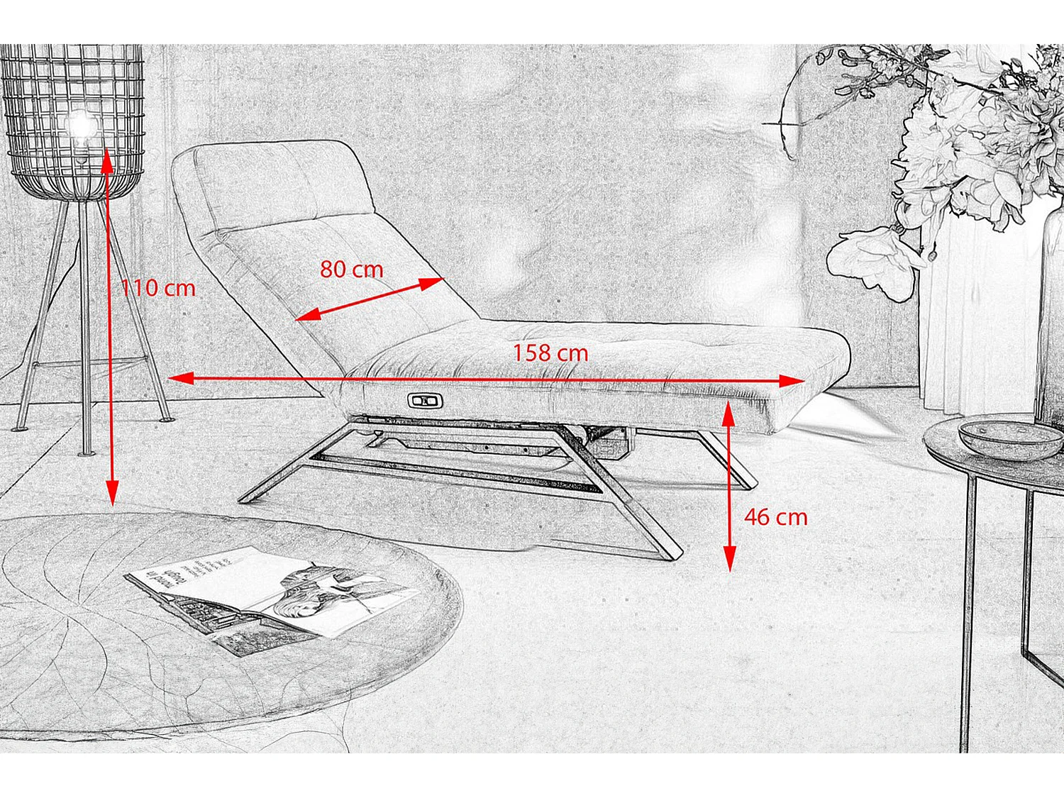 Chaise - Gris terciopelo - AMERIVA