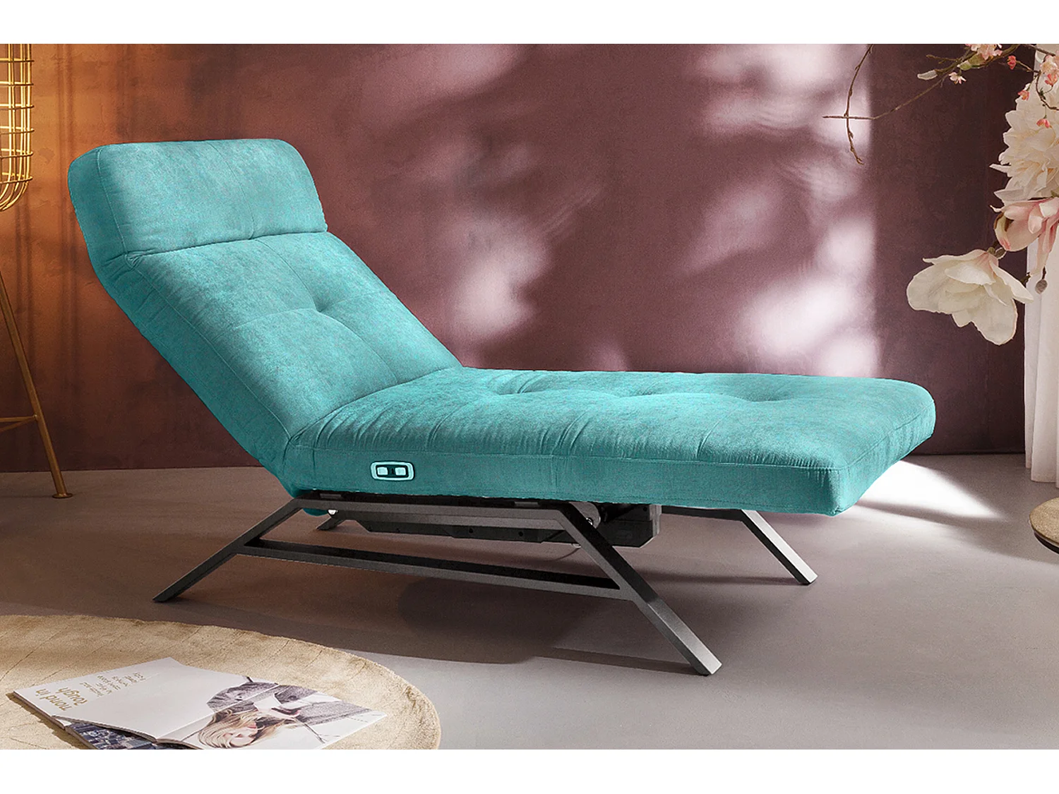 Chaise longue - verde smeraldo velluto - AMERIVA
