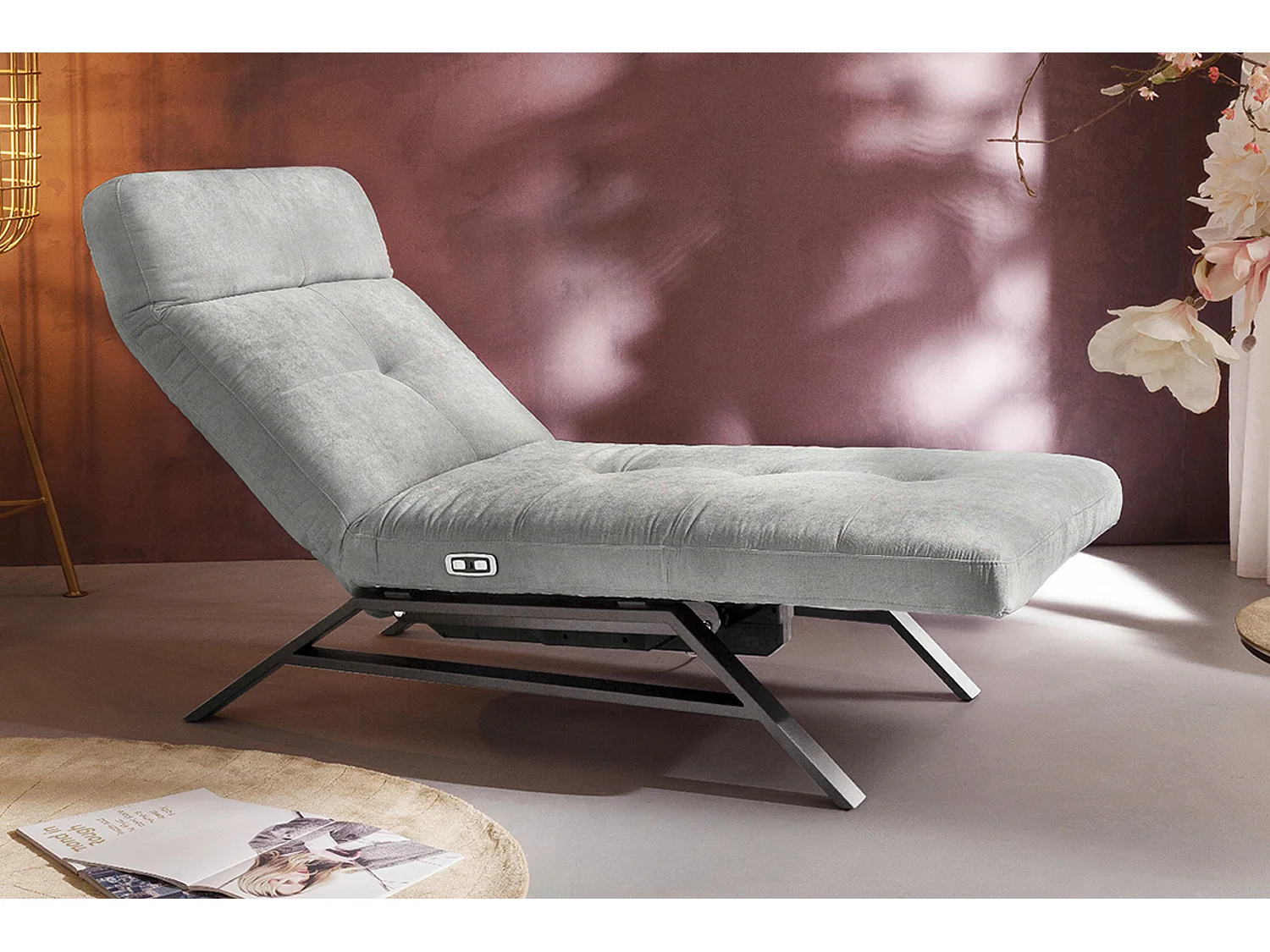 Chaise longue - argento velluto - AMERIVA