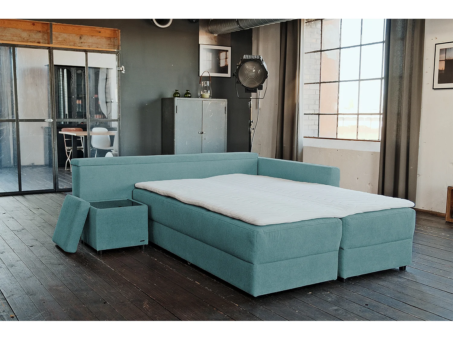 Schlafsofa - Petrol Webstoff - IDA