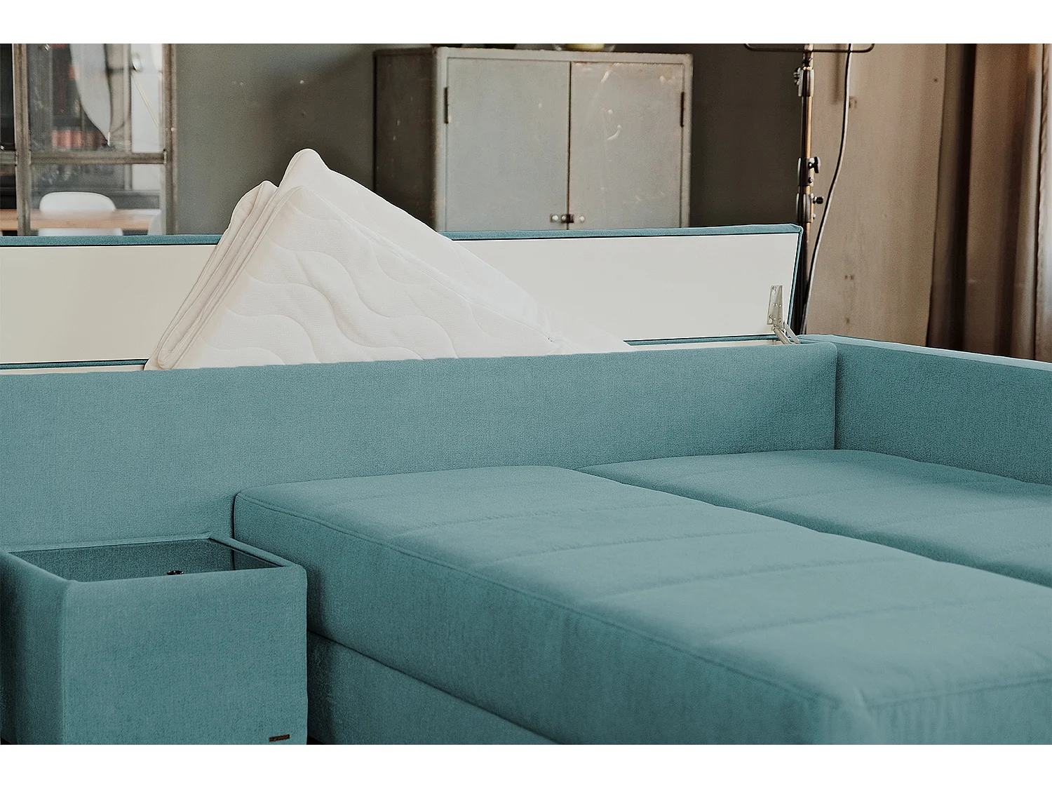 Schlafsofa - Petrol Webstoff - IDA