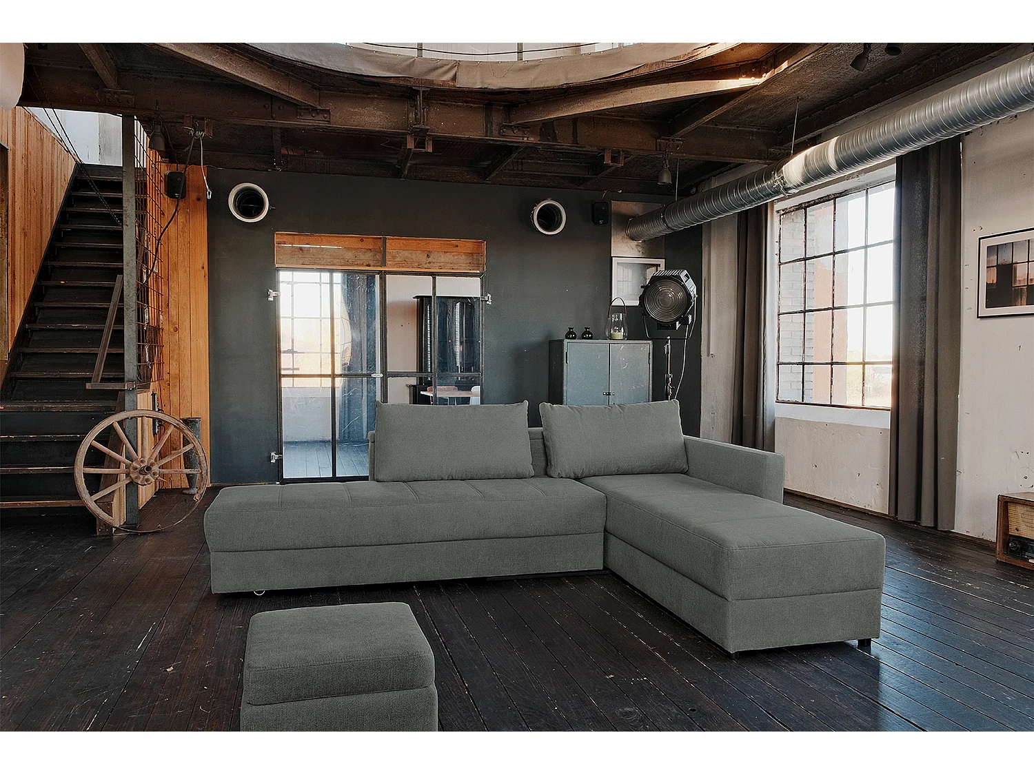 Schlafsofa - Anthrazit Webstoff - IDA