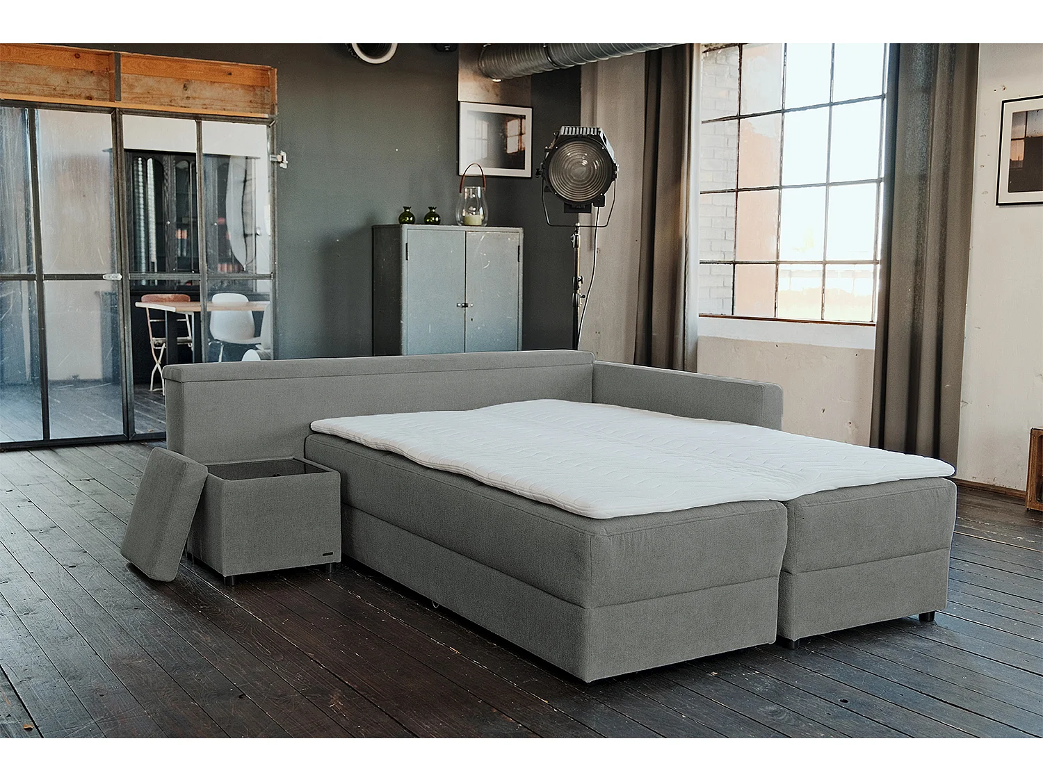 Divano letto - antracite tessuto intrecciato - IDA