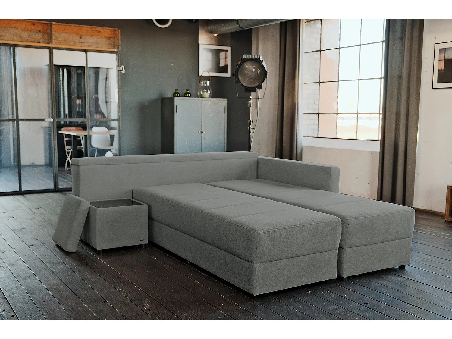 Divano letto - antracite tessuto intrecciato - IDA