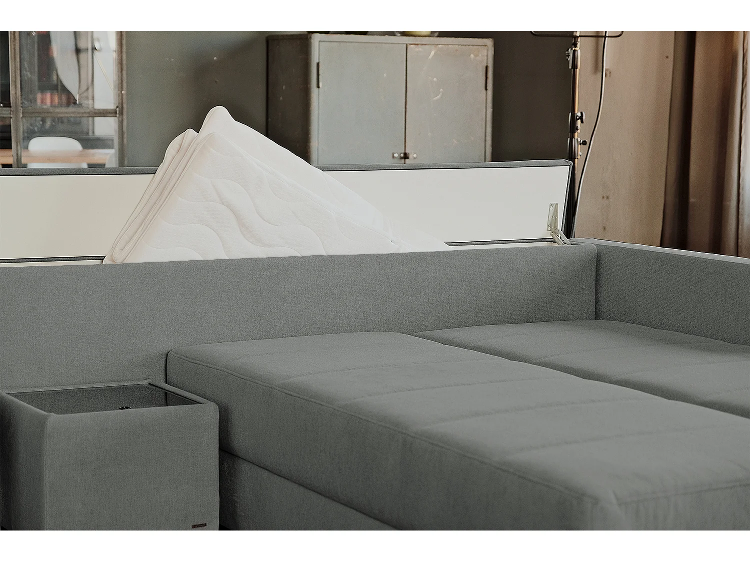 Divano letto - antracite tessuto intrecciato - IDA