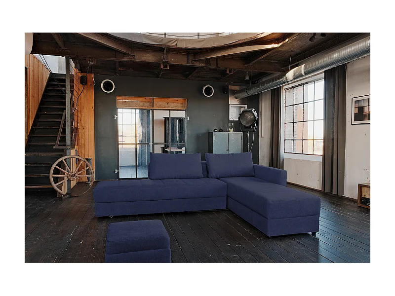 Schlafsofa - Blau Webstoff - IDA