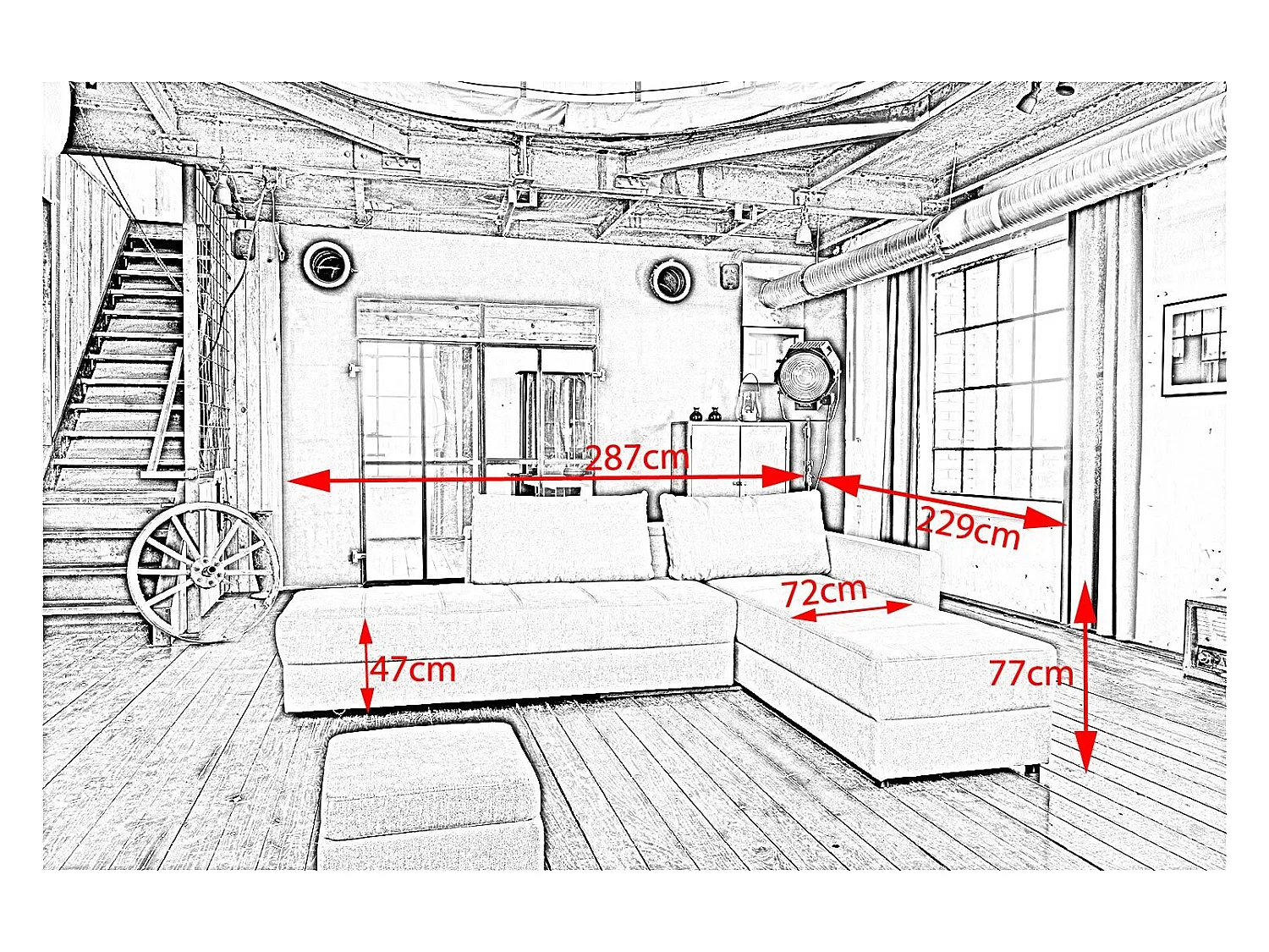 Schlafsofa - Blau Webstoff - IDA