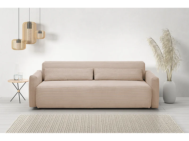 Canapé-lit - taupe Velours côtelé - NEO