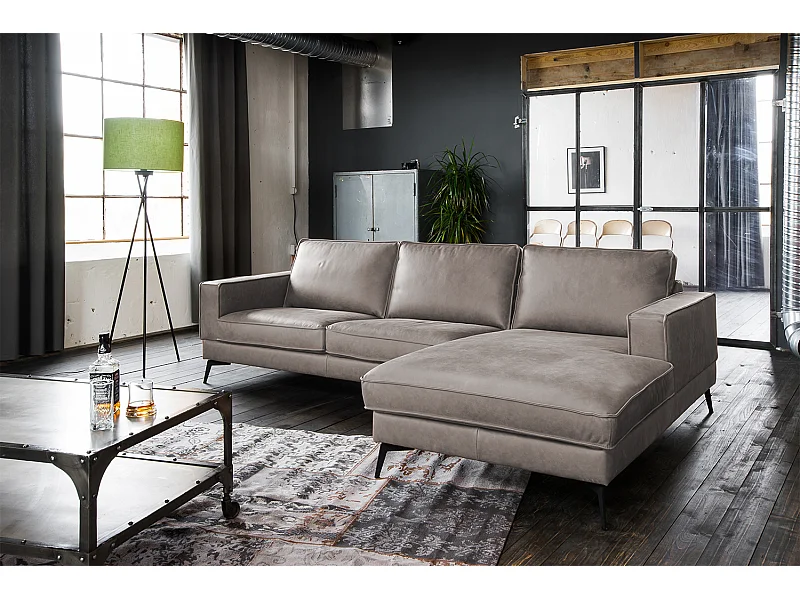 Ecksofa - Hellgrau Leder - BLOOM