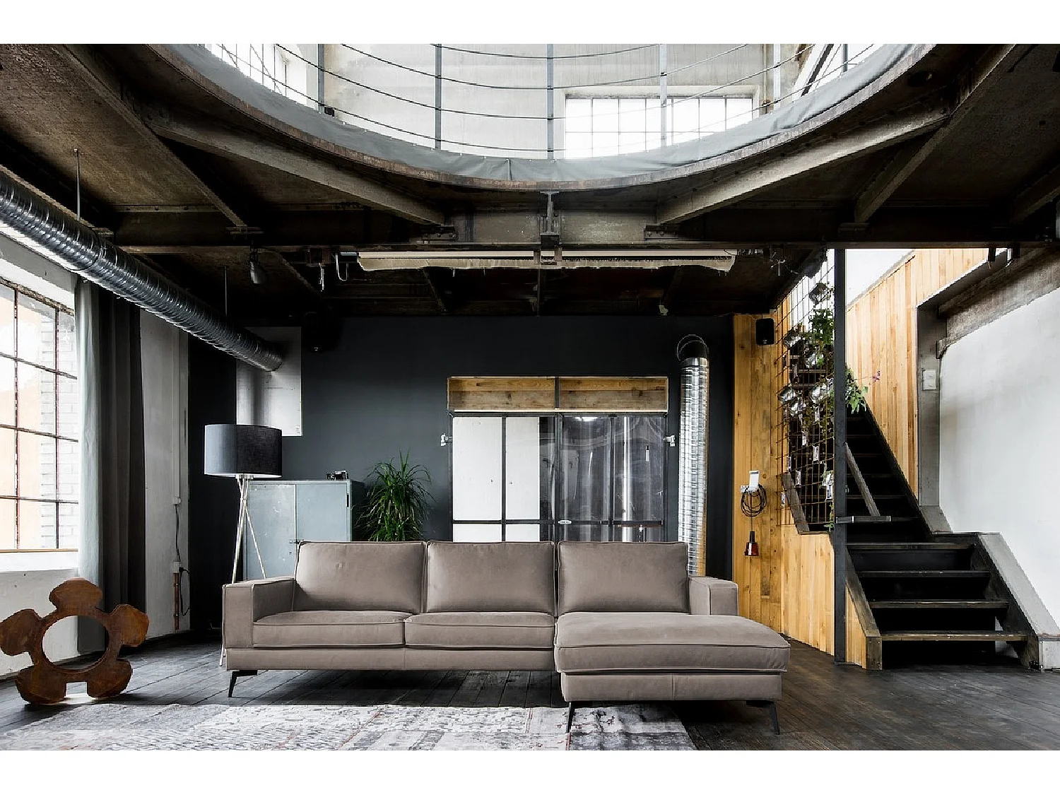 Ecksofa - Hellgrau Leder - BLOOM