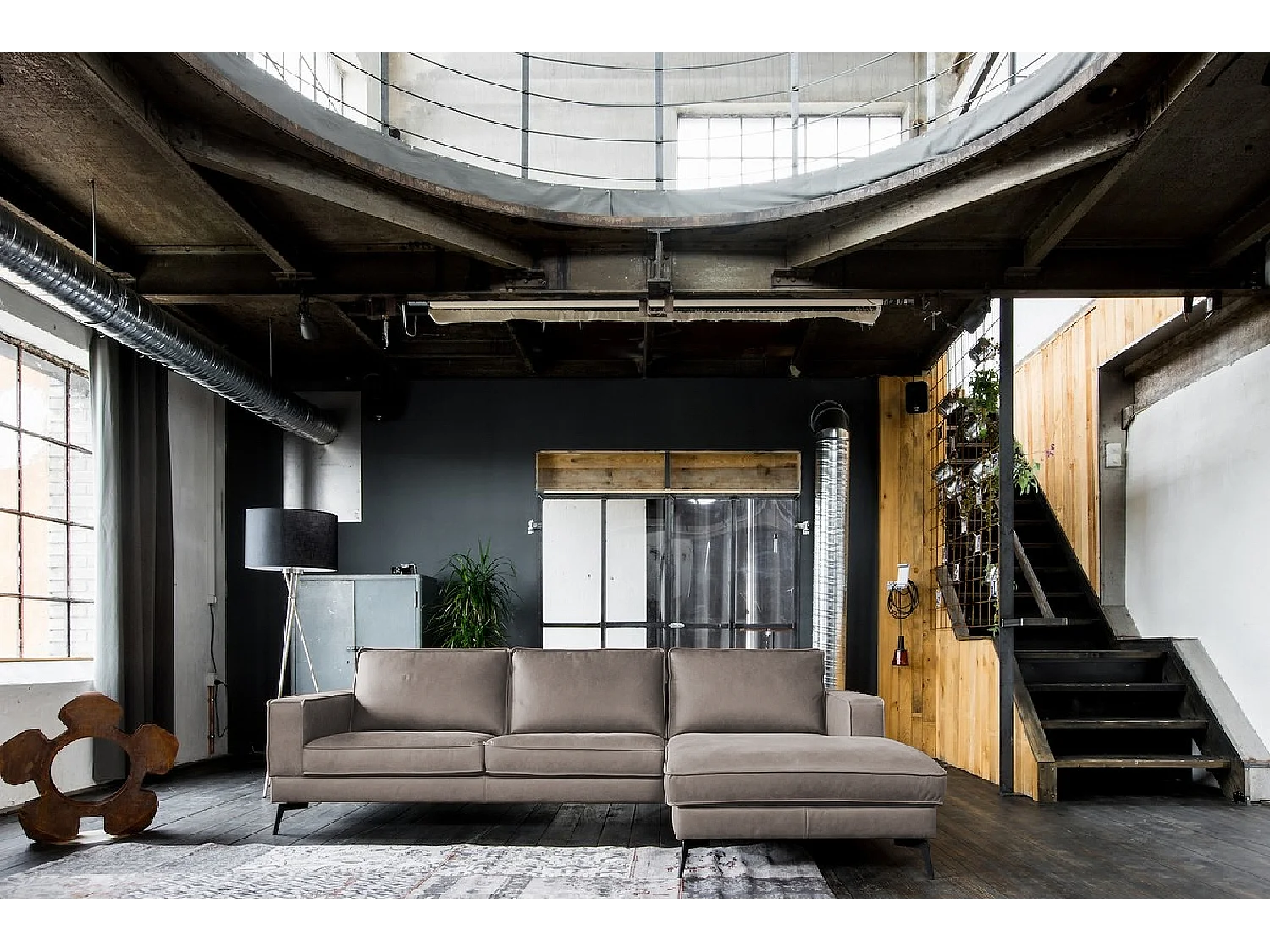 Ecksofa - Hellgrau Leder - BLOOM