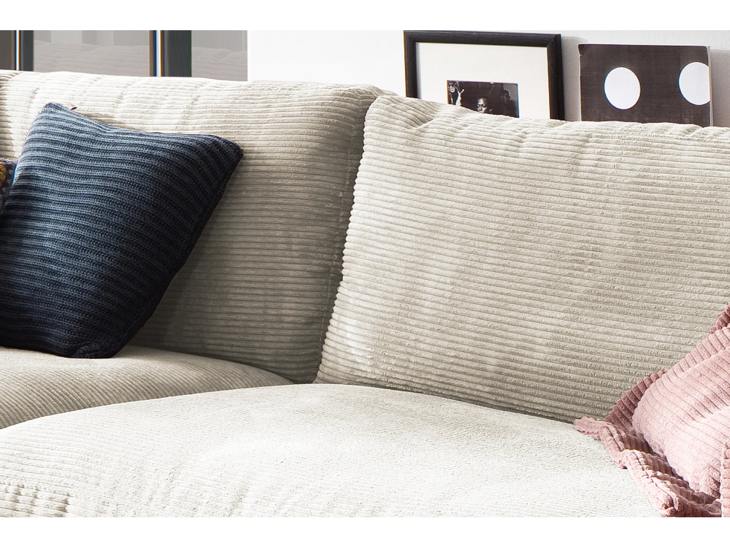 Canapé - blanc crème Velours côtelé - MADELINE