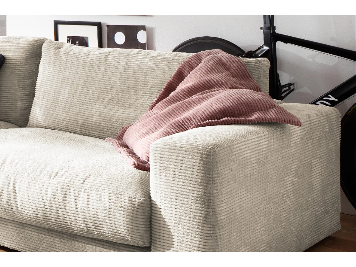 Canapé - blanc crème Velours côtelé - MADELINE