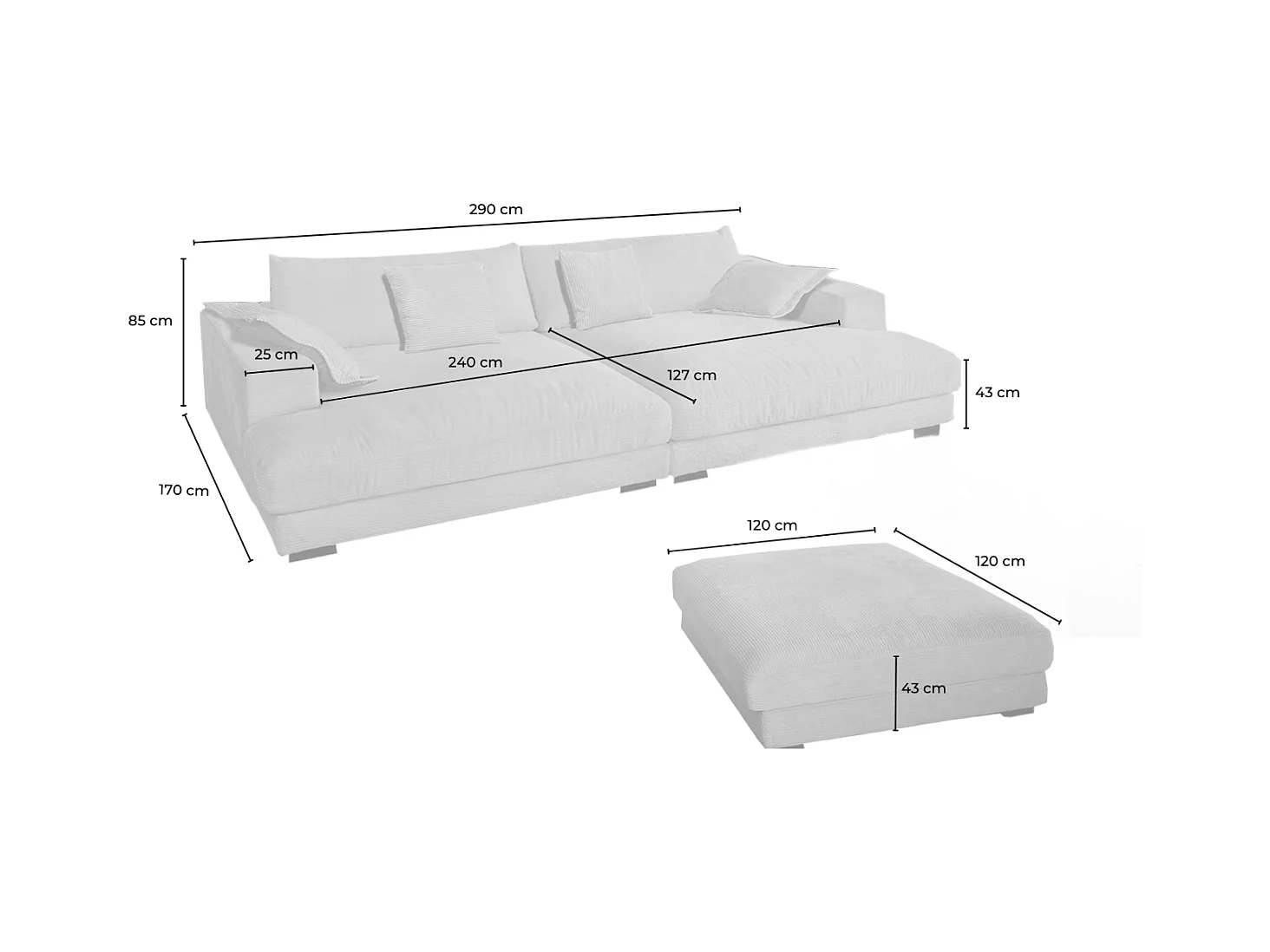 Big - Hellgrau Cord - MADELINE