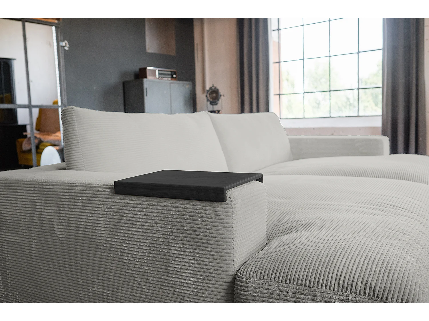 Divano - grigio chiaro Velluto a coste - MADELINE