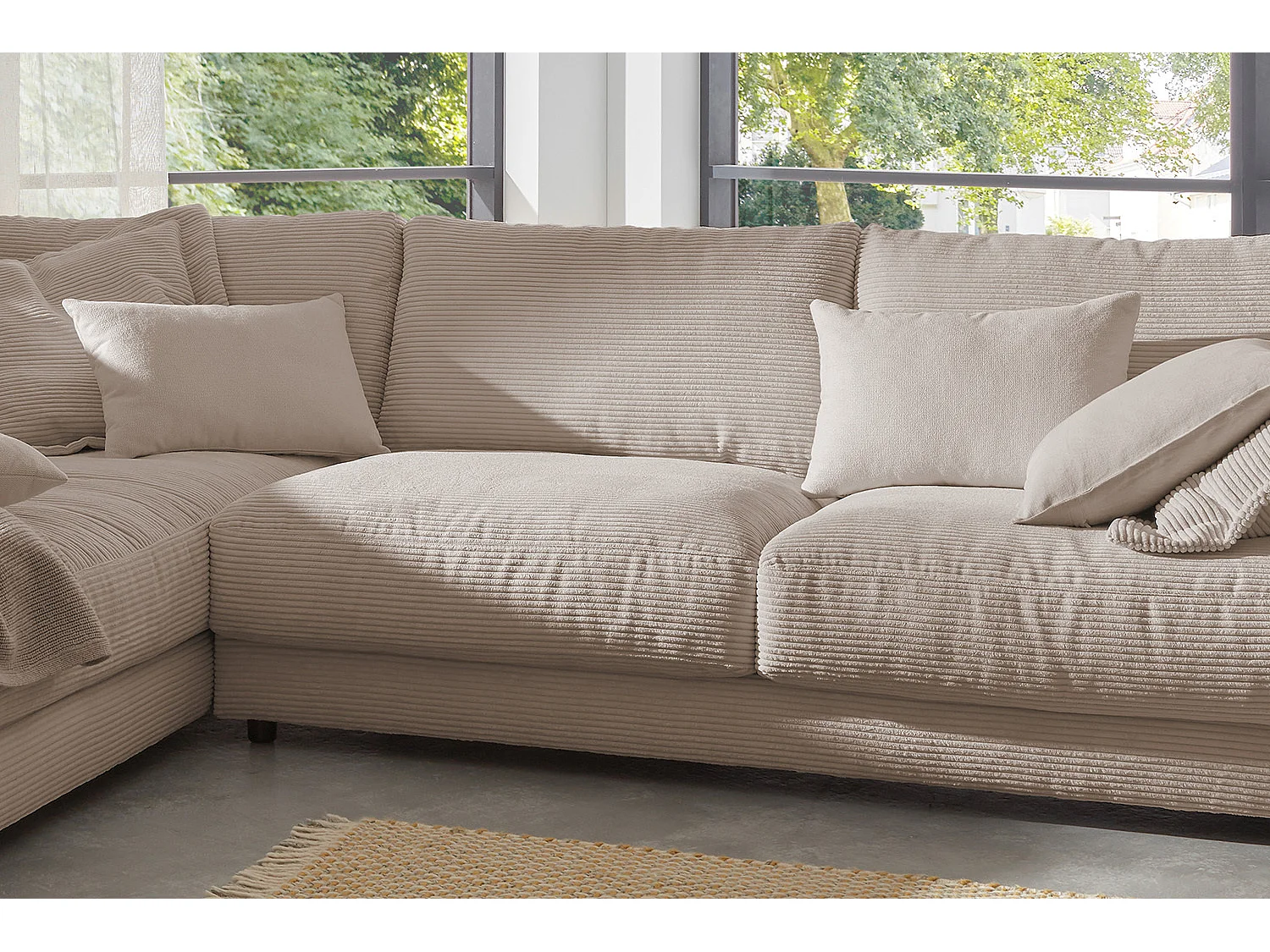 Canapé - taupe Velours côtelé - MADELINE