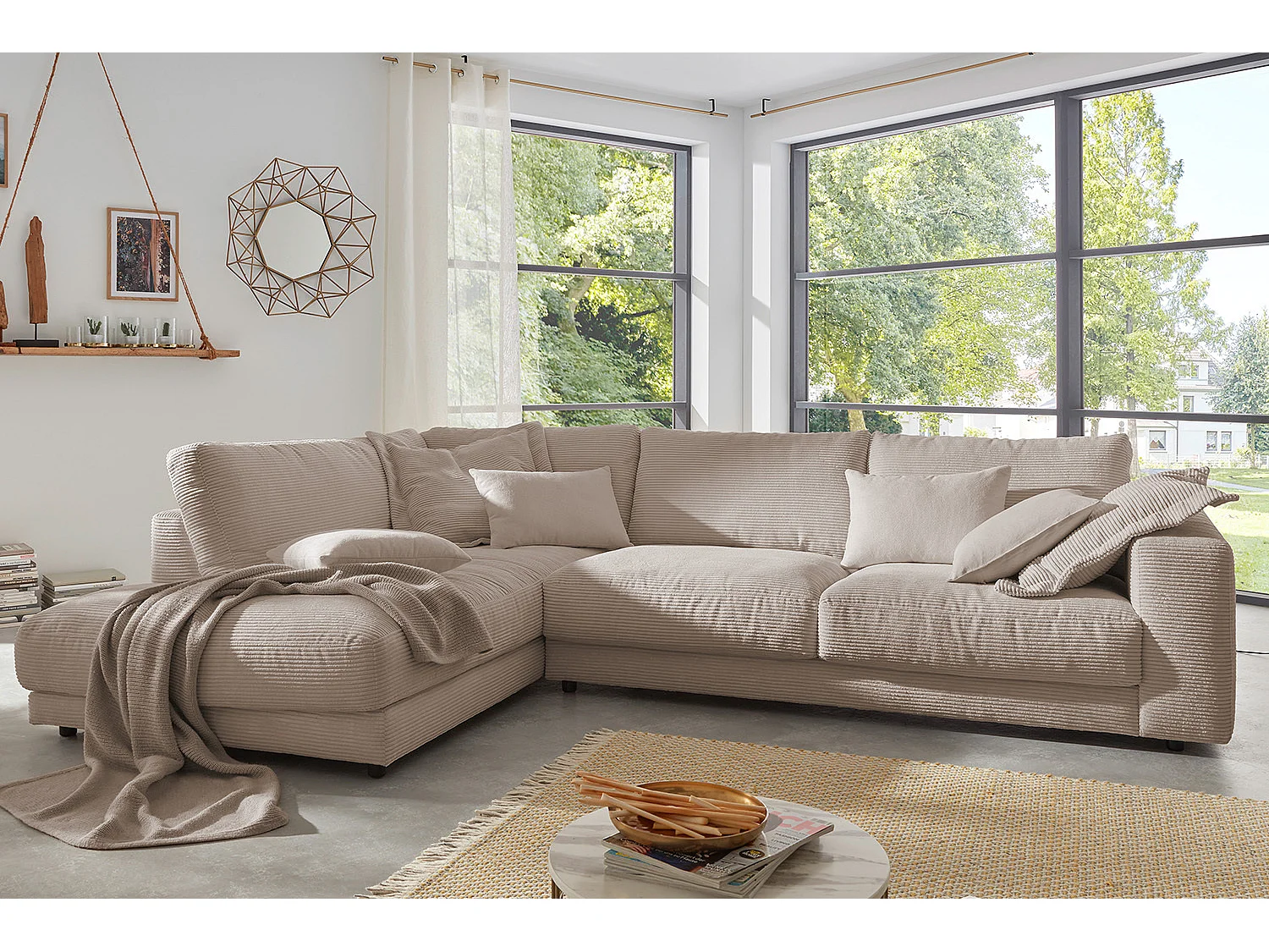 Ecksofa - Taupe Cord - MADELINE