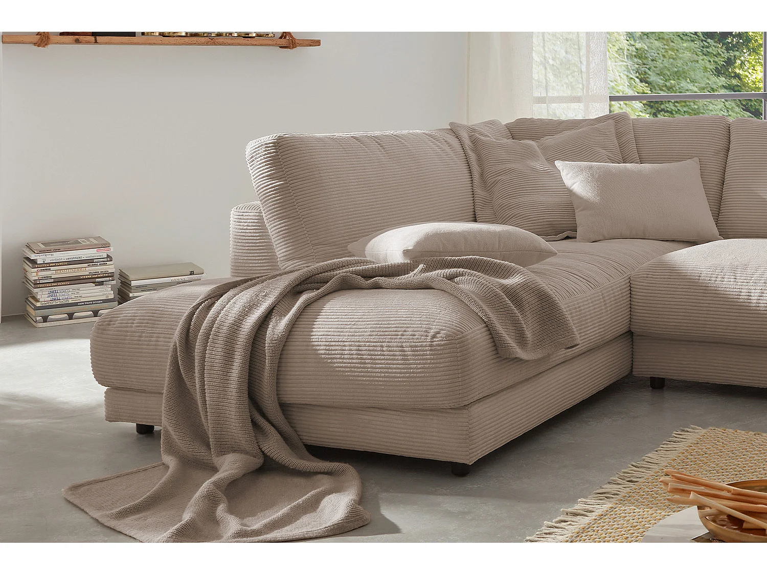 Ecksofa - Taupe Cord - MADELINE