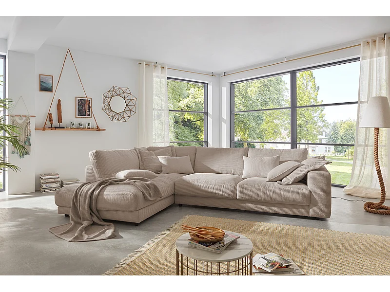 Ecksofa - Taupe Cord - MADELINE
