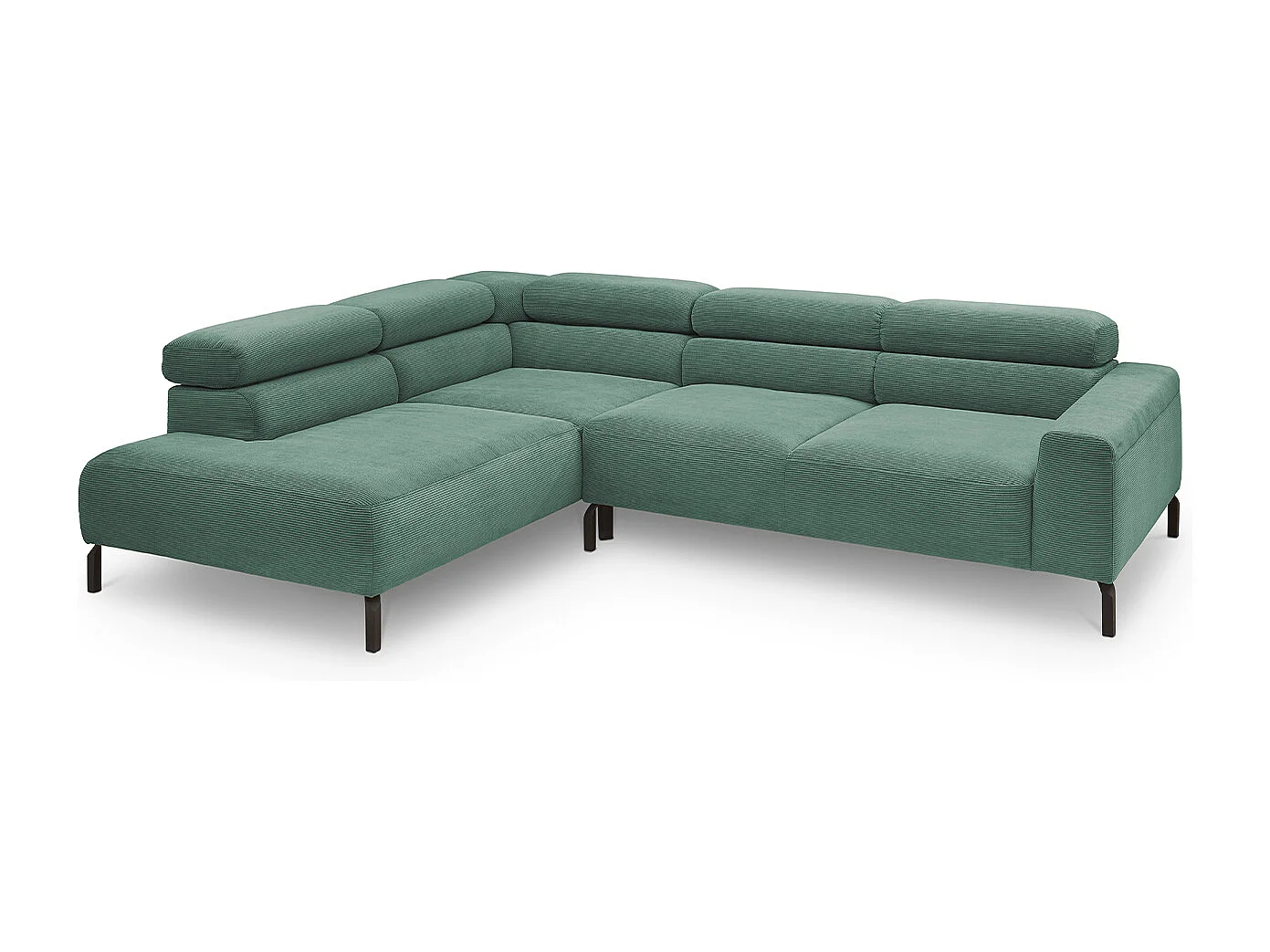 Ecksofa - Smaragdgrün Cord - DELIA