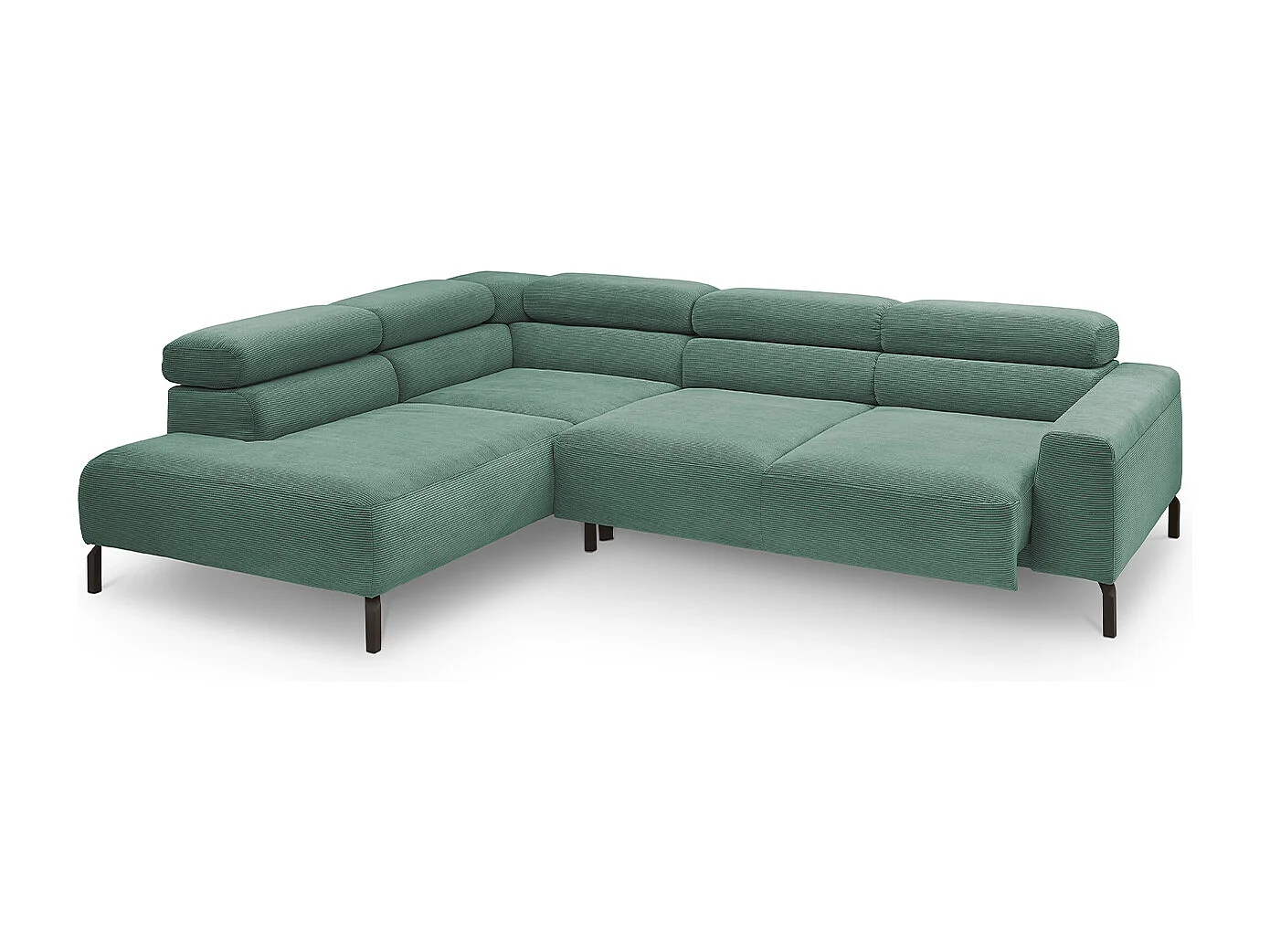 Ecksofa - Smaragdgrün Cord - DELIA