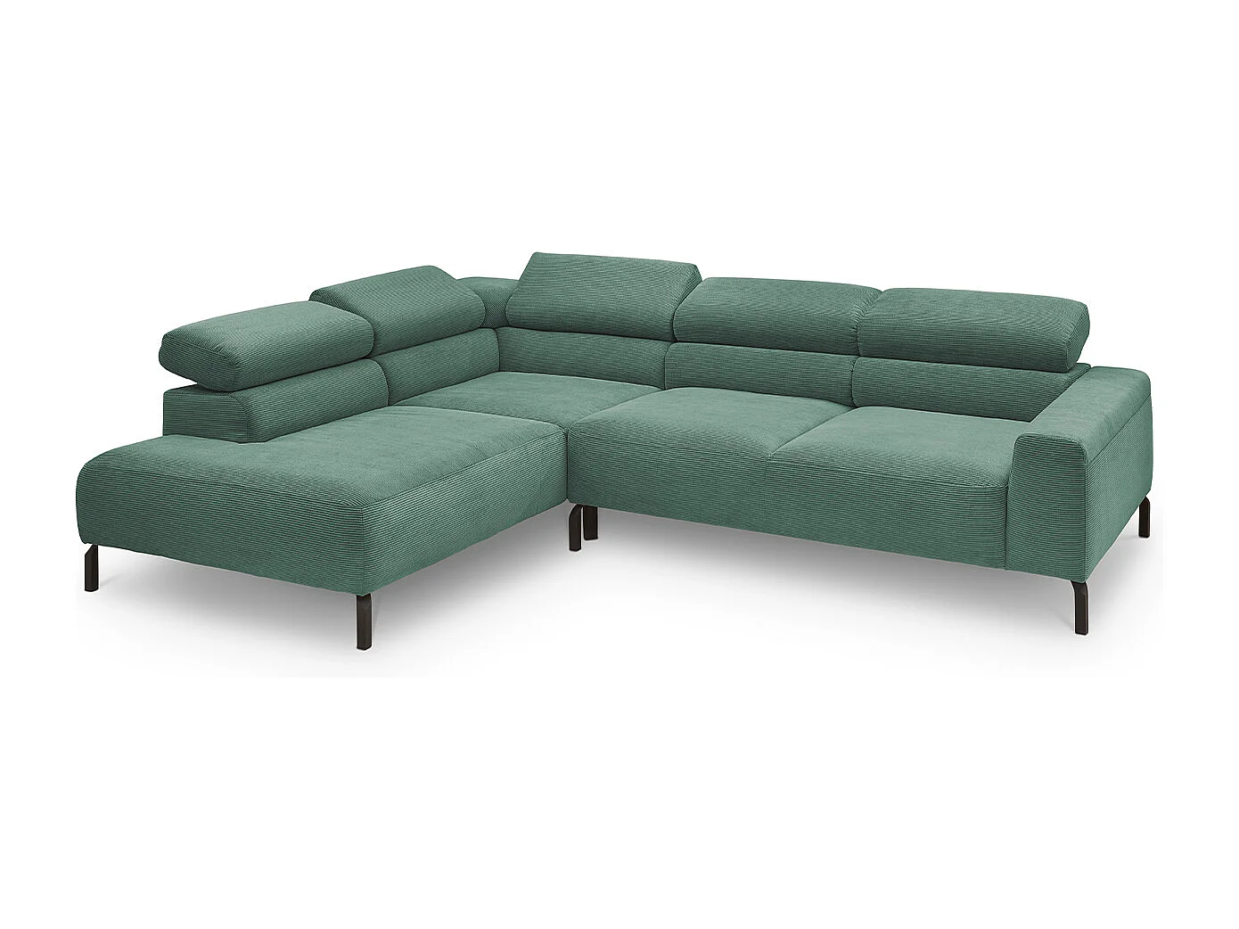 Ecksofa - Smaragdgrün Cord - DELIA