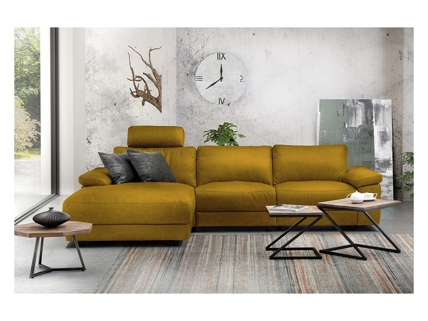 Divano - giallo tessuto intrecciato - LOLA