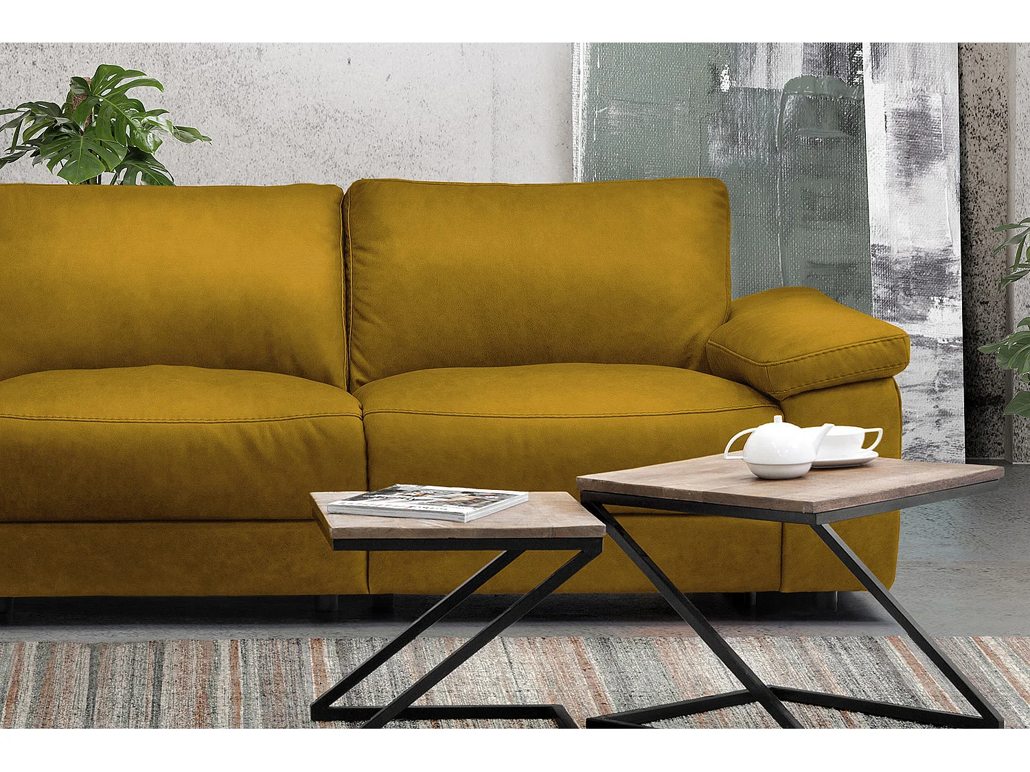Ecksofa - Gelb Webstoff - LOLA