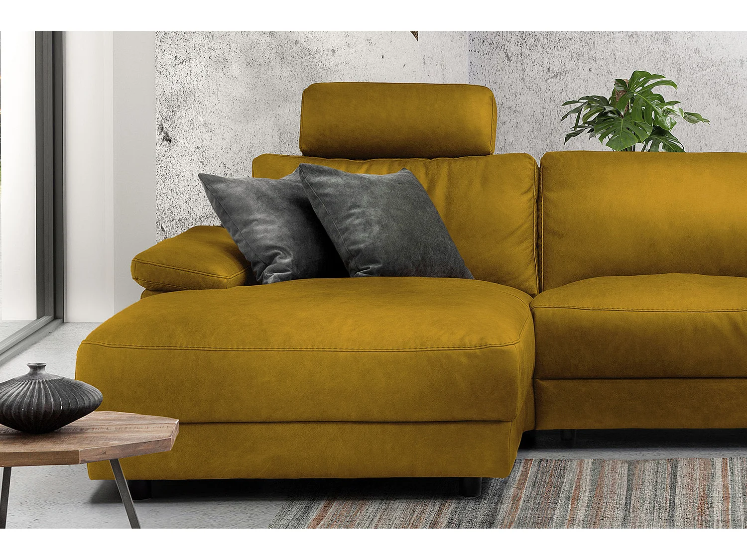 Ecksofa - Gelb Webstoff - LOLA