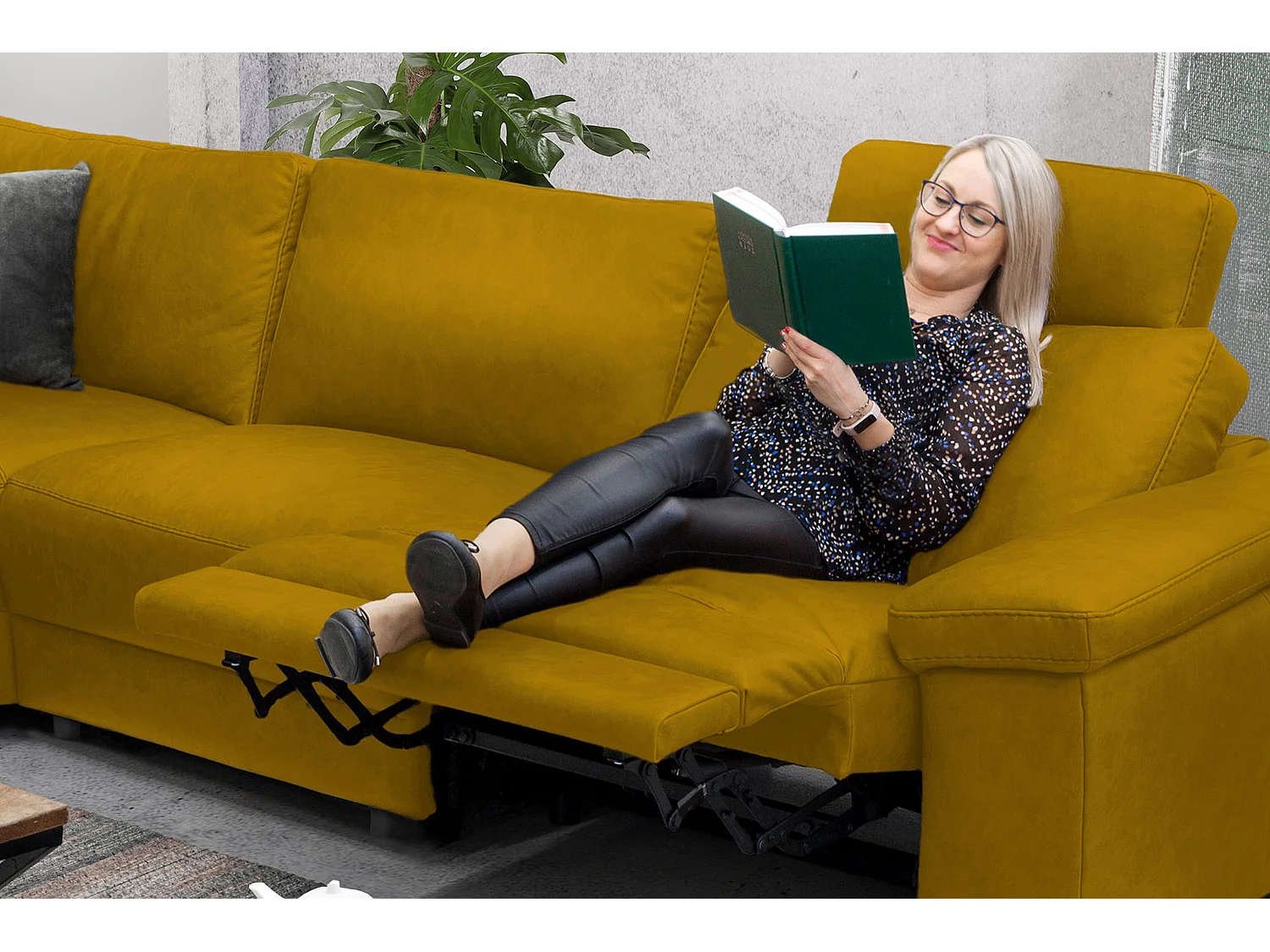 Ecksofa - Gelb Webstoff - LOLA