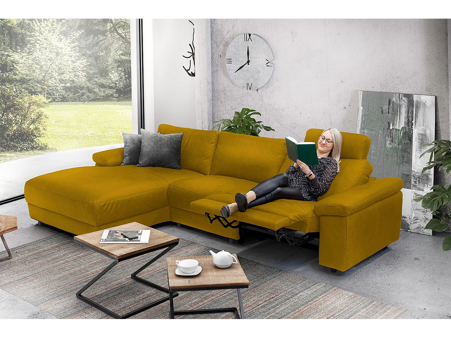 Ecksofa - Gelb Webstoff - LOLA
