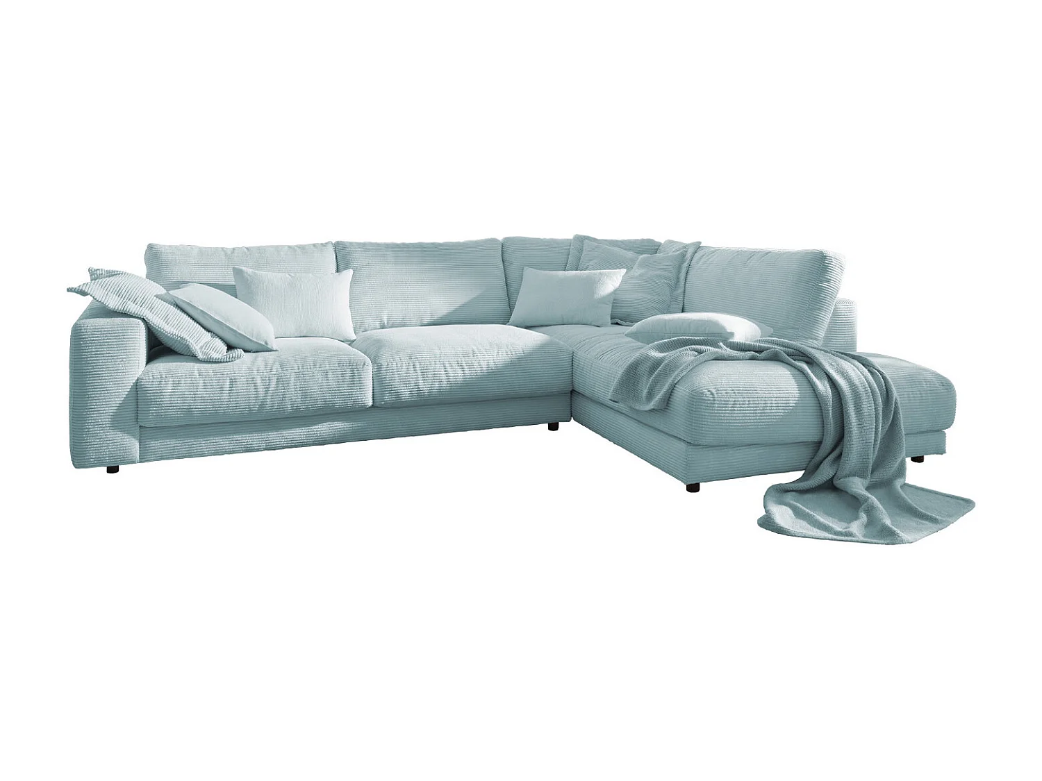 Ecksofa - Hellblau Cord - MADELINE