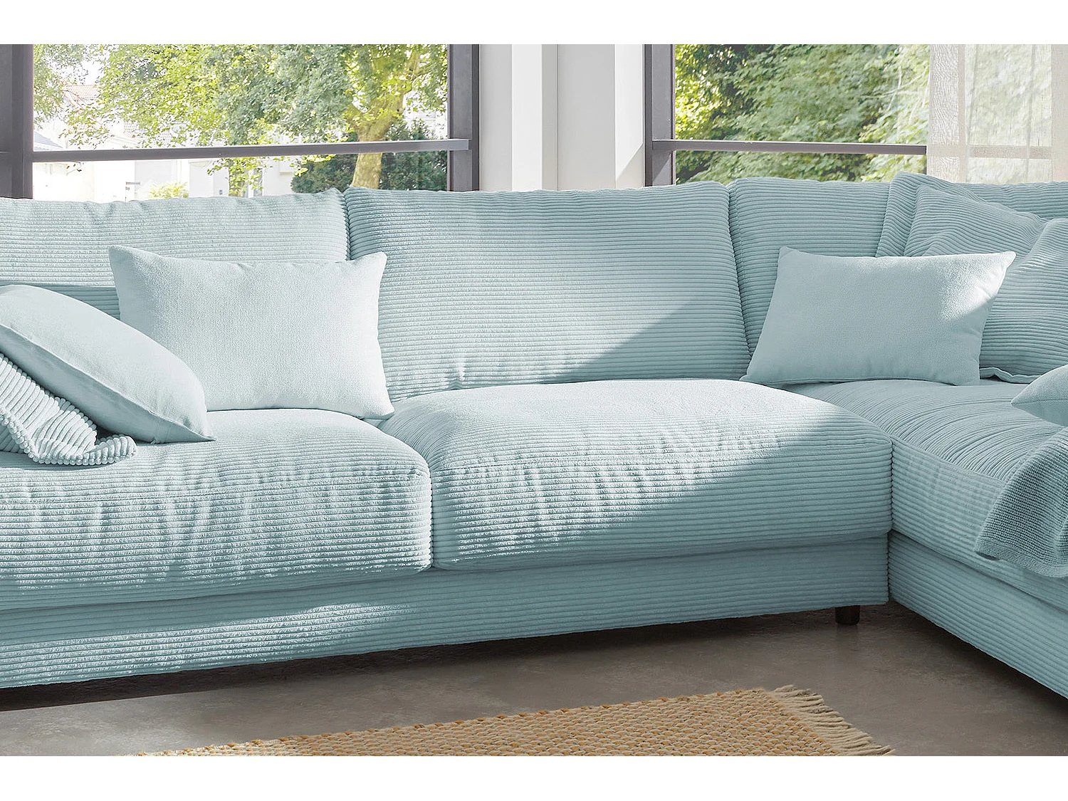 Ecksofa - Hellblau Cord - MADELINE
