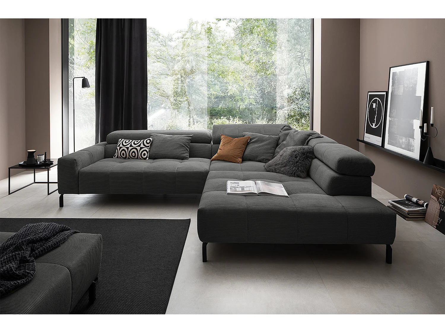 Canapé - anthracite Velours côtelé - OHIO