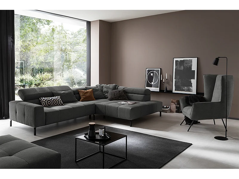 Ecksofa - Anthrazit Cord - OHIO