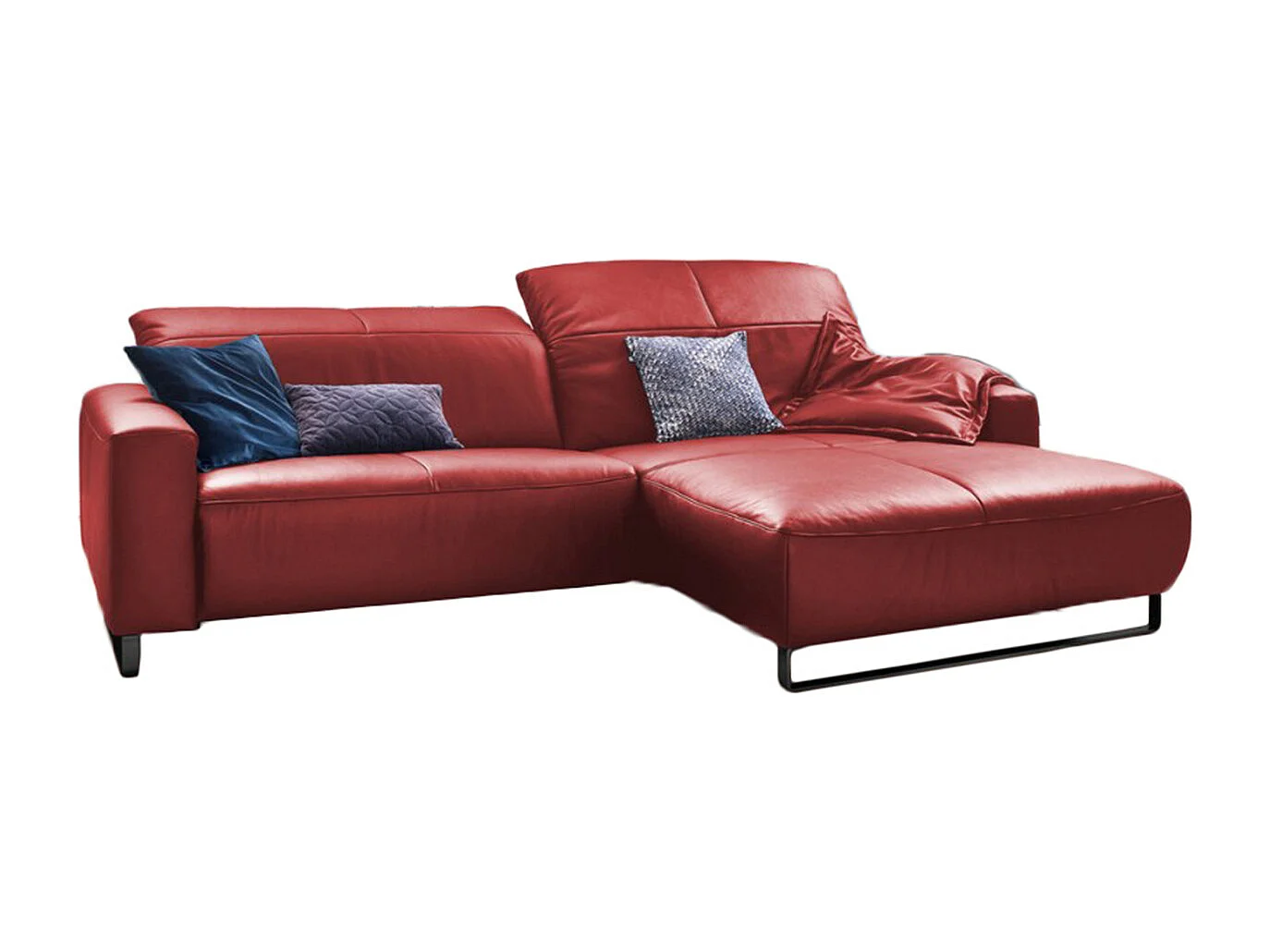 Ecksofa - Hochglanz Rot Leder - YORK
