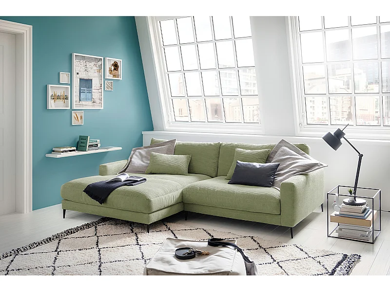 Ecksofa - Grün Cord - CARA