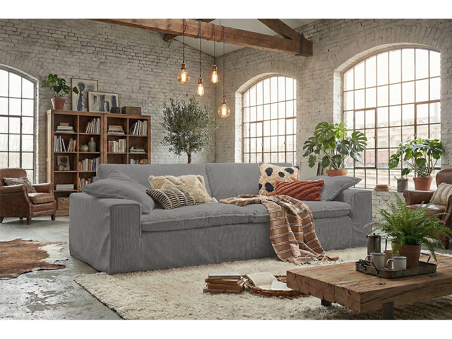 Canapé - Gris Velours côtelé - NETTA