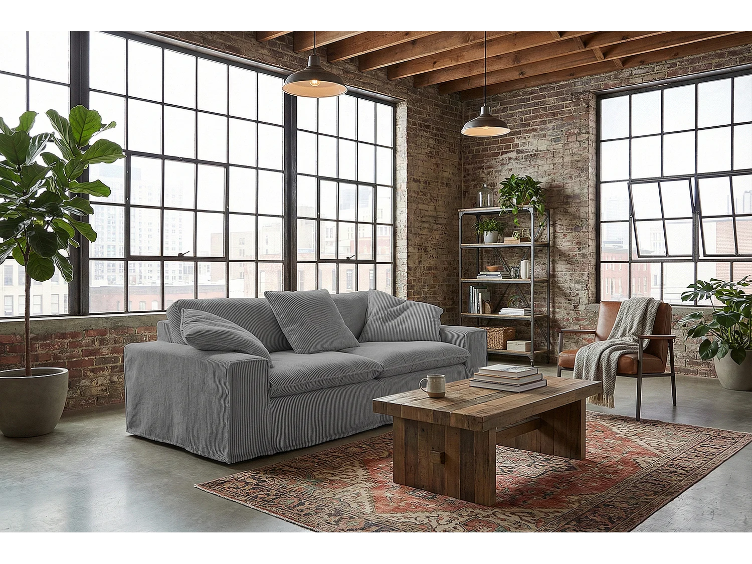 Canapé - Gris Velours côtelé - NETTA