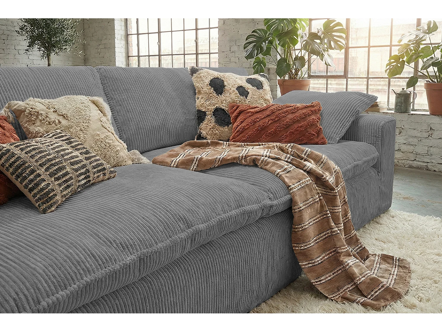 Canapé - Gris Velours côtelé - NETTA