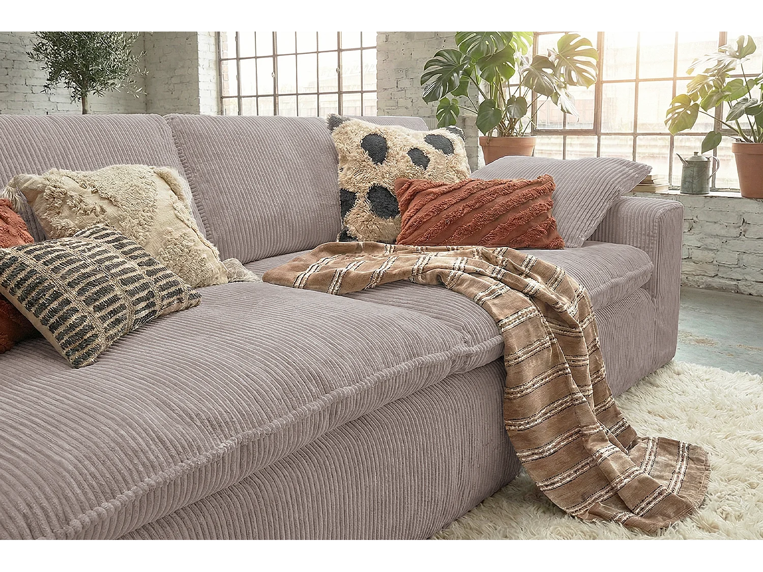 Canapé - taupe Velours côtelé - NETTA